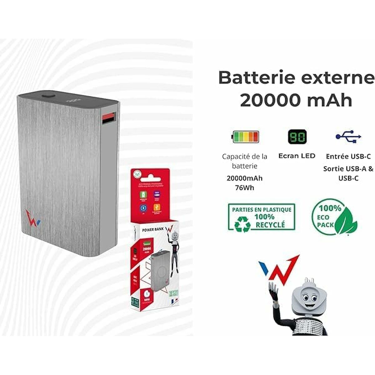 Powerbank Wonder Wonder WX20 Silver 20000 mAh - Image 8