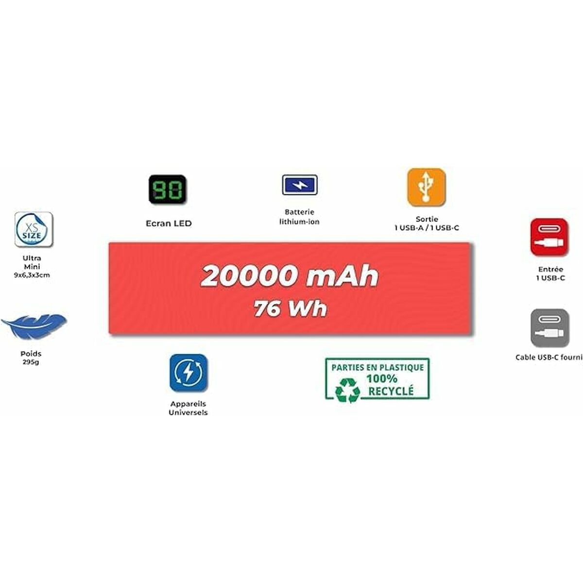 Powerbank Wonder Wonder WX20 Silver 20000 mAh - Image 4